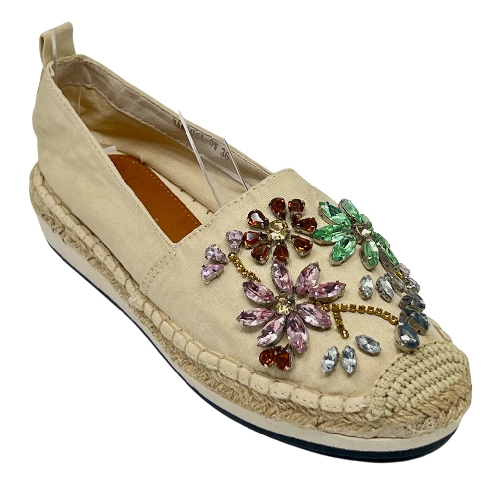 Patrizia by Spring Step Women's Mariola Rhinestone Espadrille Flats sz 5.5-6 /36